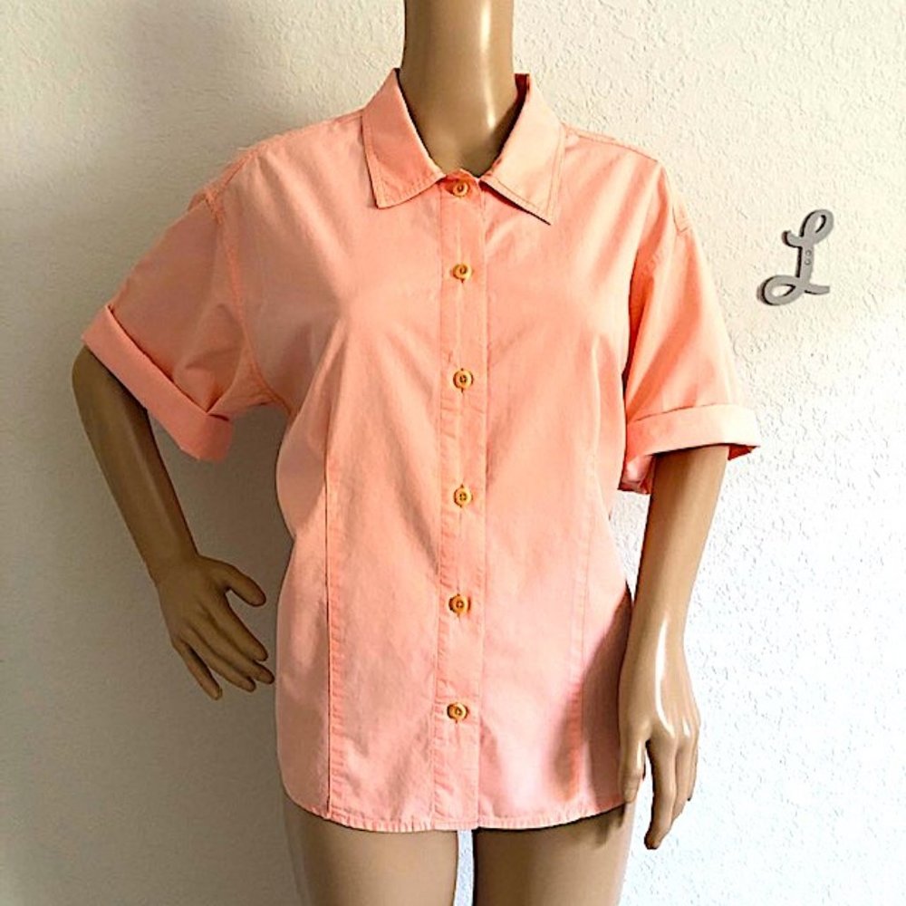 Patagonia 100% Cotton Fitted Peach Button-Up Shirt